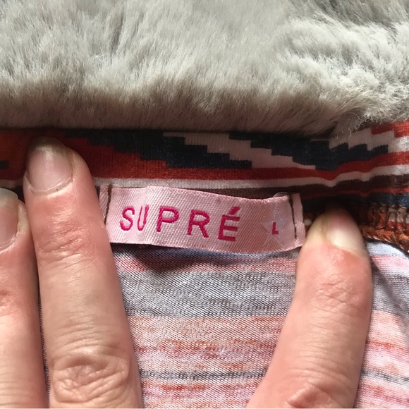 SUPRE Tribal Aztec bodycon bandage mini skirt large rust blue and white - Picture 2 of 2